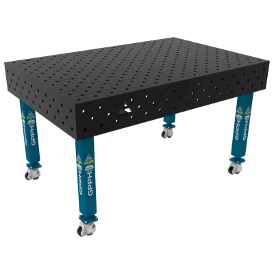 Table de soudage PLUS Taille - 1500x1000mm, Grille - diagonale, Système - Φ16 Pieds - Sur roues