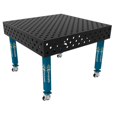 Suvirinimo stalas PLUS Dydis - 1200x1200mm, Tinklelis - diagonalinisinis, Sistema- Φ28, Kojos - ant ratukų