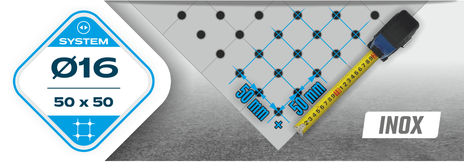 Raster 50x50 mm, System fi16