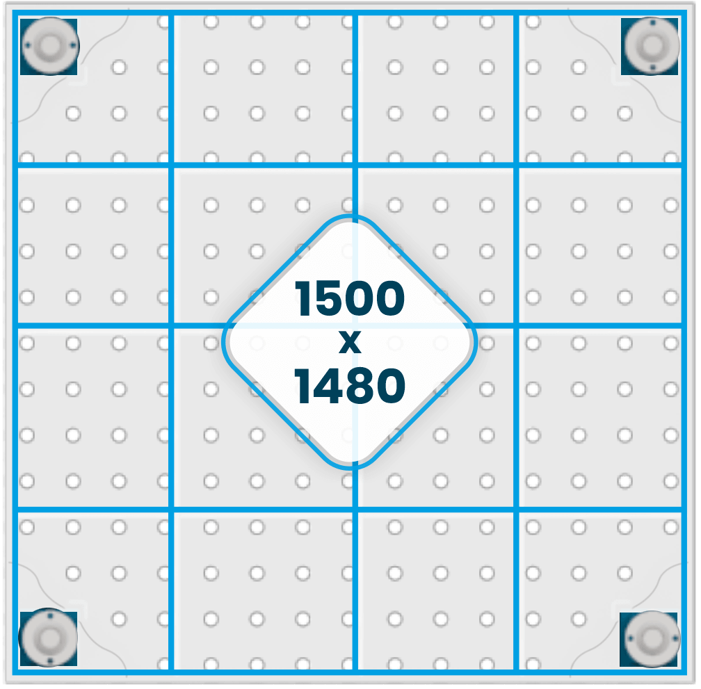 Nervures de la table de soudage 1500x1480