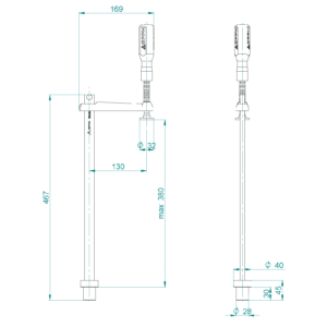 Befestigungsklemme GPPH, Durchmesser 28 mm – technische Zeichnung