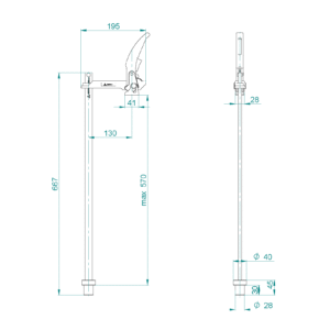 Collier de serrage avec levier GPPH fi28 mm - dessin technique