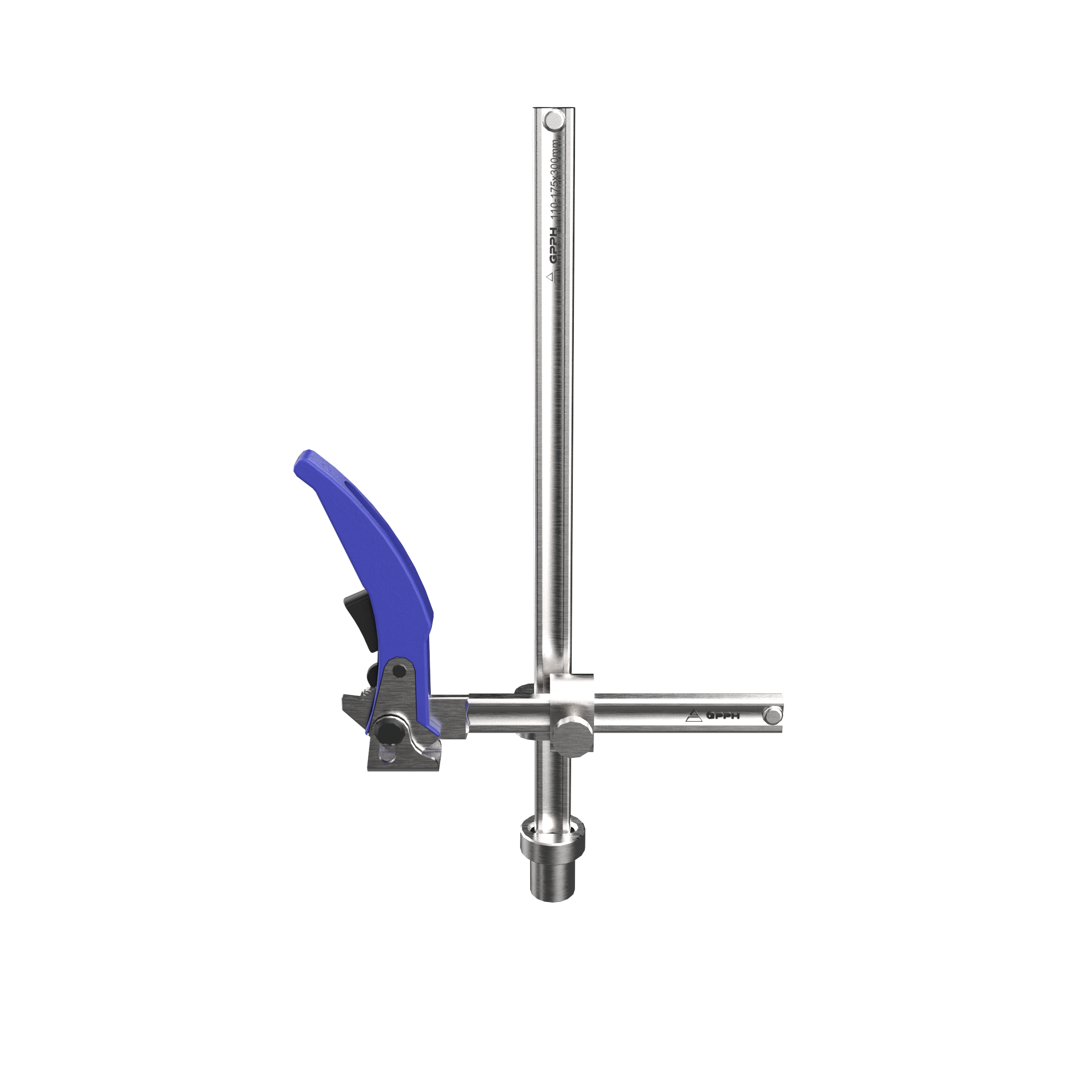 Fastening clamp with lever and variable throat depth GPPH
