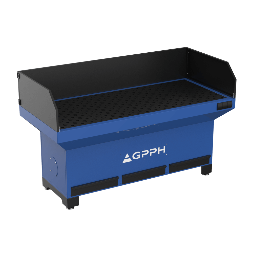 GPPH Banco de rectificado y soldadura Base con protecciones 1870 x 770 mm, diámetro 28 mm, rejilla 100 x 100 mm