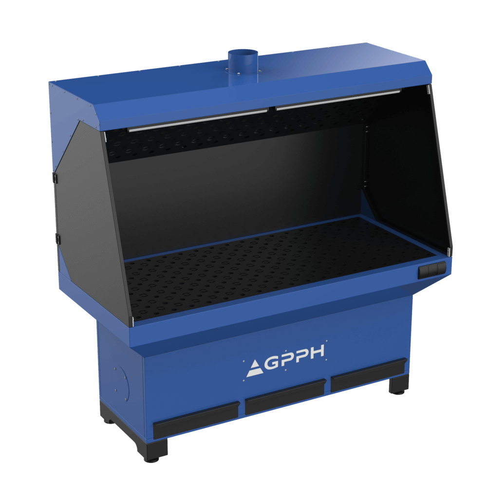 GPPH csiszoló- és hegesztőállomás alapja felső elszívással 1870x770 mm, átmérő 28 mm, hálószem 100x100 mm