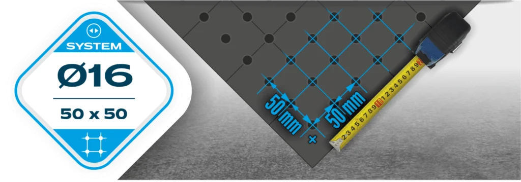 Siatka otworów system fi16, 50x50mm