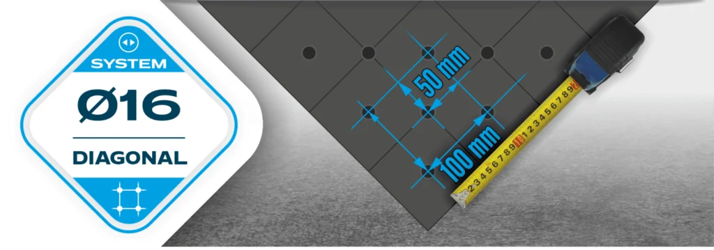Diagonalna siatka otworów system fi16