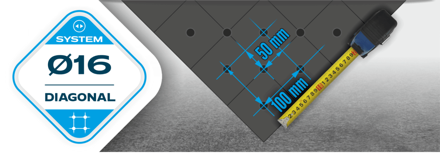 Sistema de grade de furos diagonais fi16