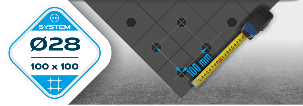 Skylių tinklelių sistema fi28, 100x100 mm