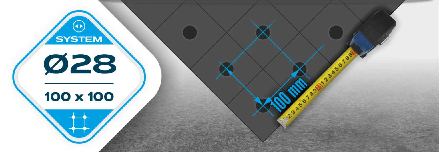 Rešetka za rupe, sustav fi28, 100x100mm