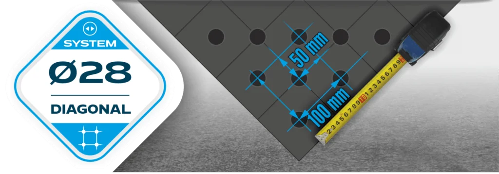 Diagonalna siatka otworów system fi28