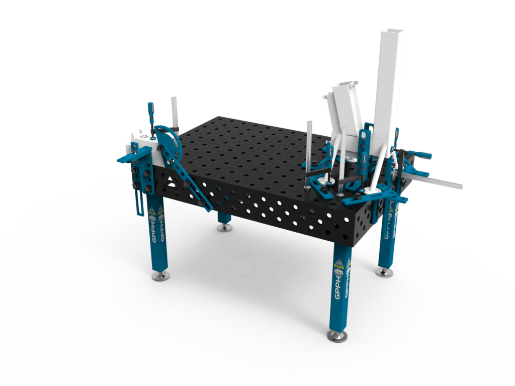 Mesa de soldadura PLUS com estrutura de forno foguetão.