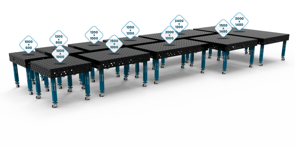 Tamanhos das mesas de soldadura - tradicionais PLUS
