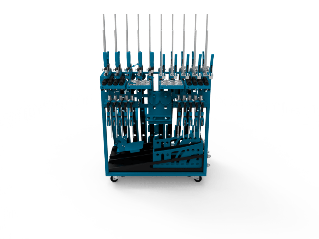 Troli alat L dengan alat