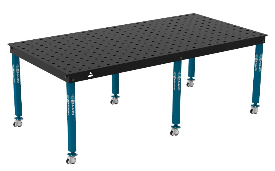 BASIC Table 2400x1200 ⌀28 100x100 grid legs with wheels e1695192646620