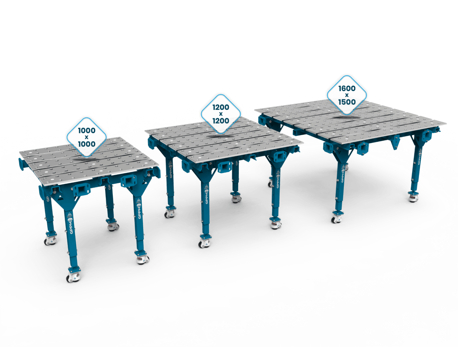 Dimensjoner på modulære sveisebord