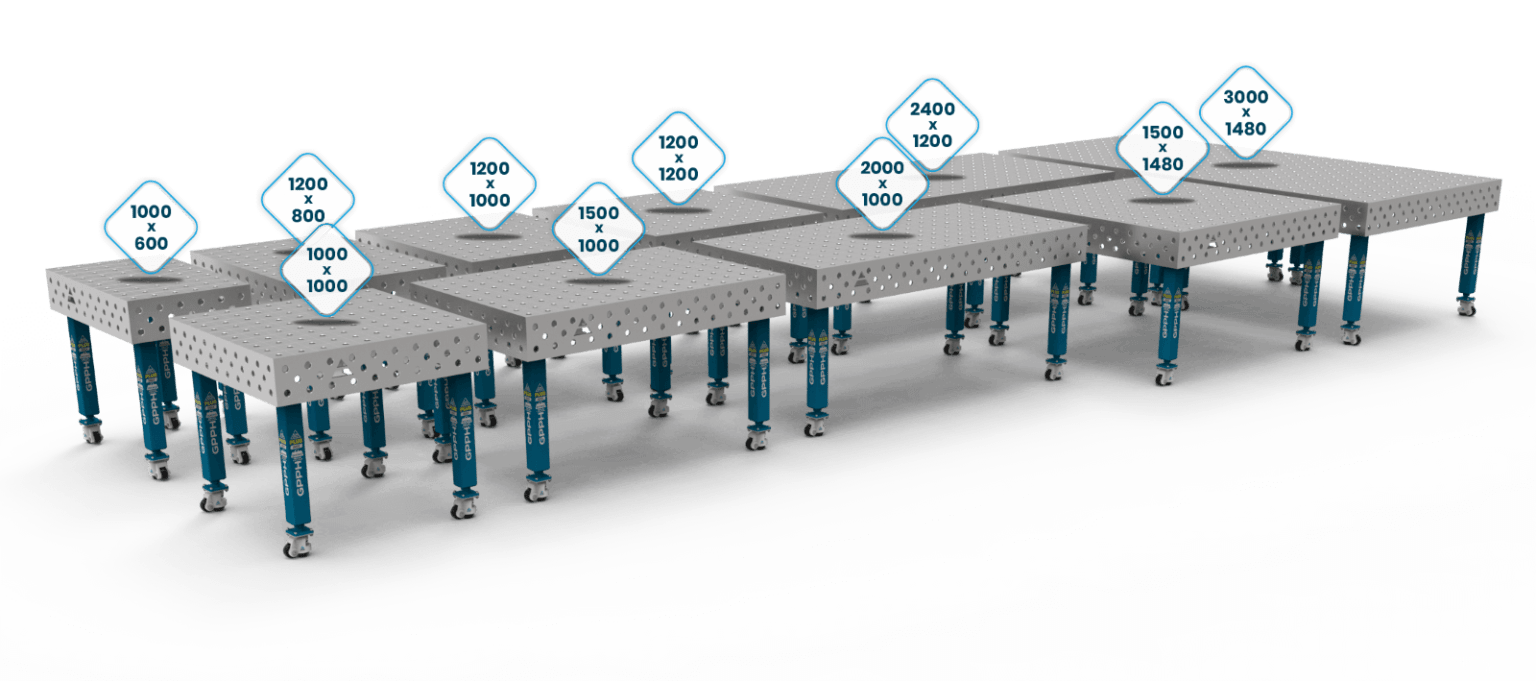 Velikosti varilnih miz PLUS INOX