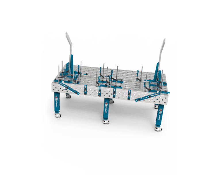 Tradicionalna varilna miza PRO INOX 2400x1200 mm z nastavljivo konstrukcijo s pomočjo stranskih sten.