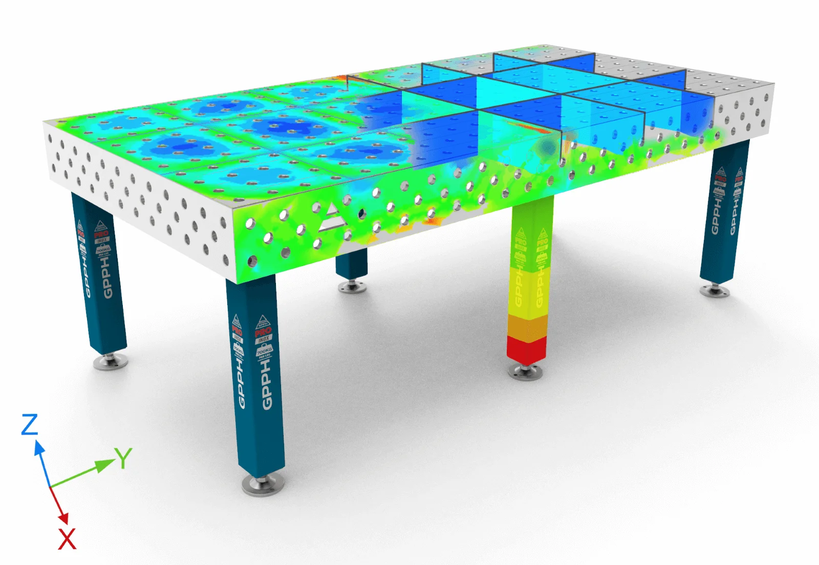 Analyse FEM de la table de soudage PRO INOX 2400x1200 mm.