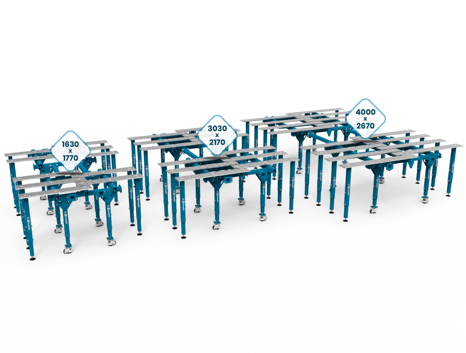 Dimensjoner på modulære sveisebord