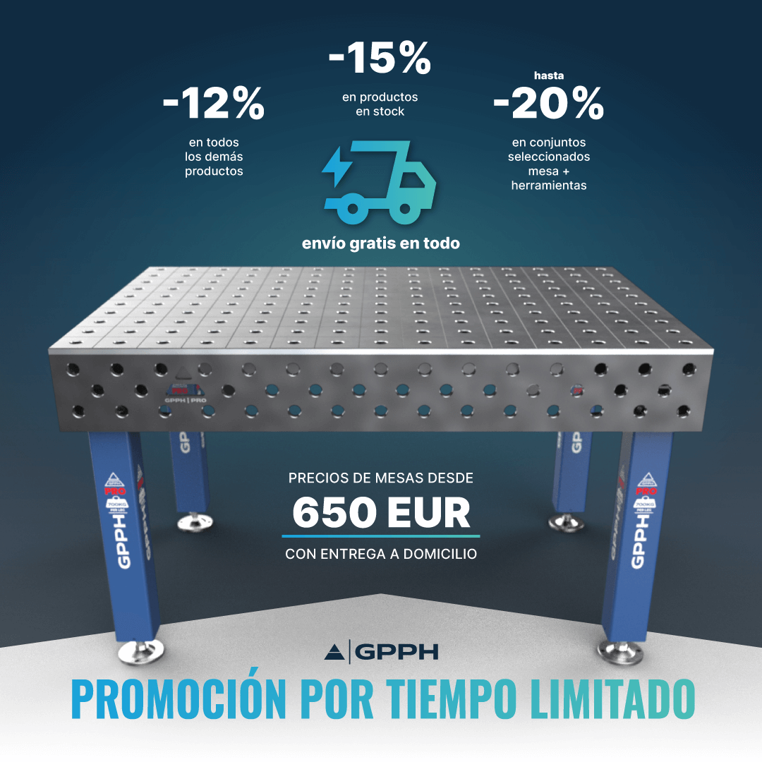 Promoción por tiempo limitado -15% en productos en stock -12% en todos los demás productos envío gratuito en todo hasta -20% en conjuntos seleccionados de mesa + herramientas