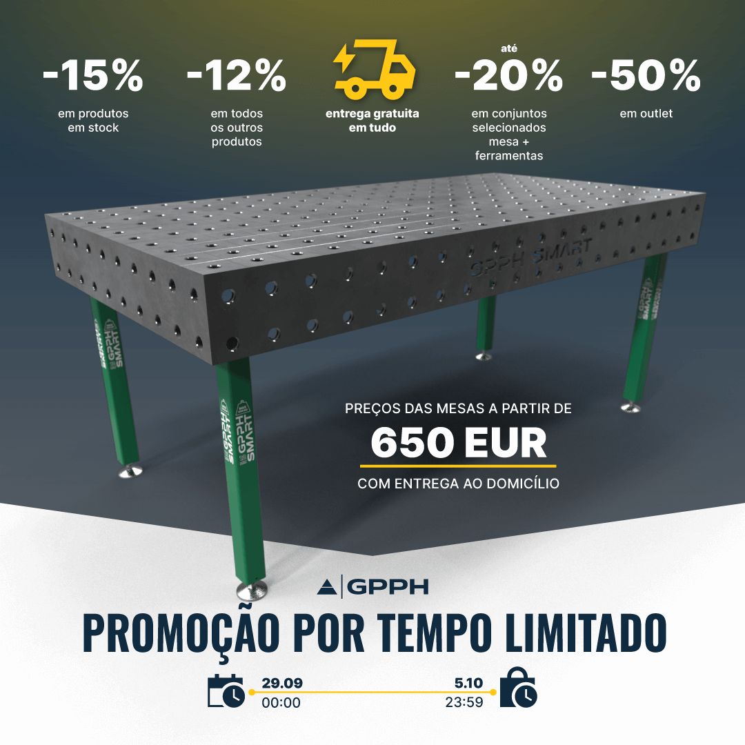 Limited time promotion! -15% on stock products, -12% on all other products, free delivery on everything, up to -20% on selected table + tools sets, -50% on outlet.
