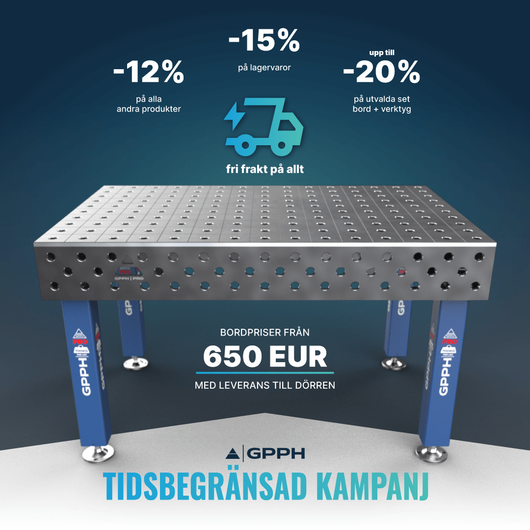 Tijdelijke promotie -15% op voorraadproducten -12% op alle andere producten gratis levering op alles tot -20% op geselecteerde tafel + gereedschap sets