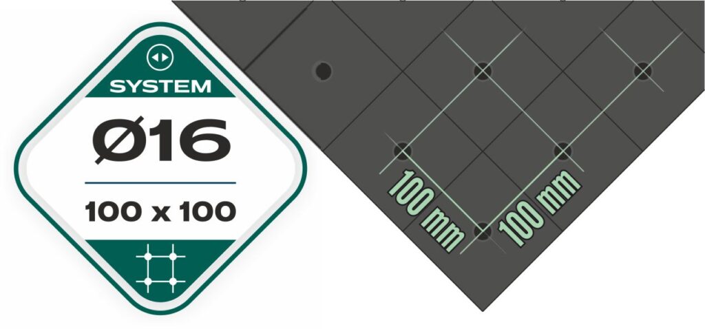 Rutnät fi16, 100x100mm i GPPH SMART-seriens svetsbord