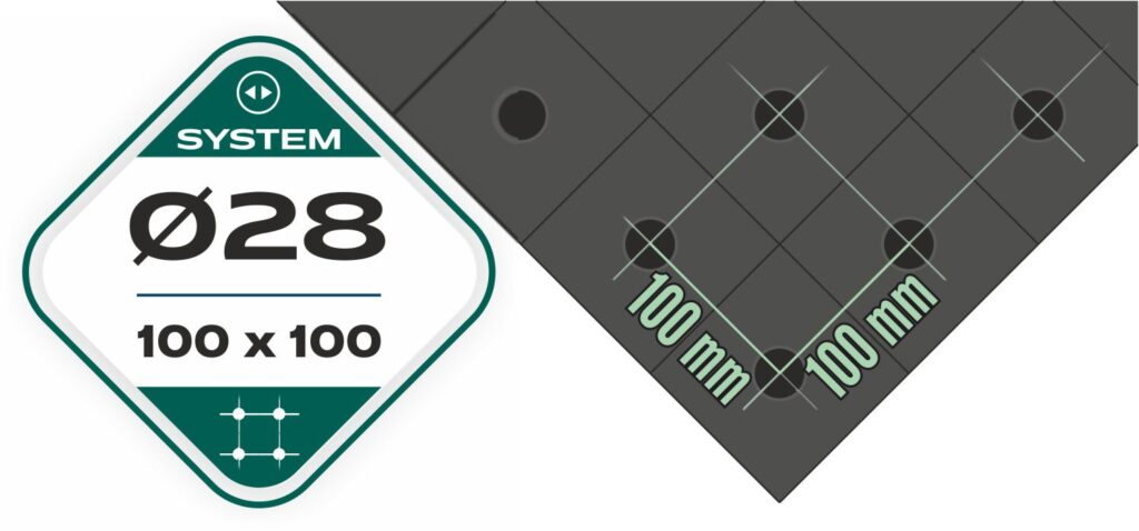 Galler fi28, 100x100mm i GPPH SMART-seriens svetsbord