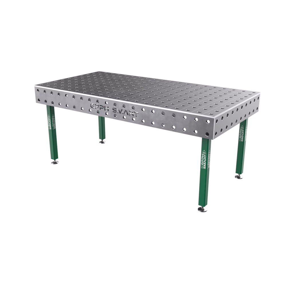 SMART welding table Grid - 100x100mm, System - Φ28, Size - 2000x1000mm, Legs - On feet, Top - 15mm