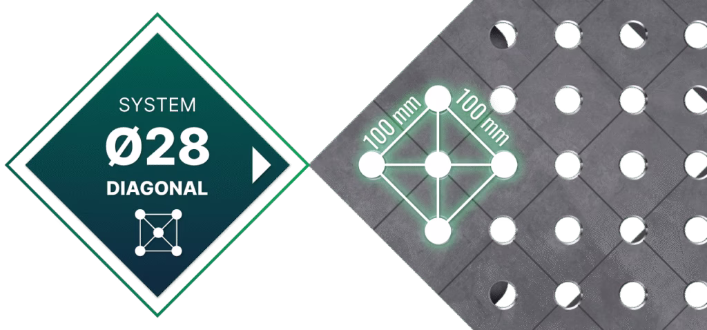 Siatka stołu spawalniczego SMART diagonalna - system fi28