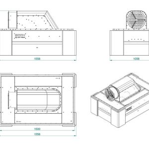 IQ Air Flow Svařovací digestoř s ventilátorem 1500x1000 mm technický výkres