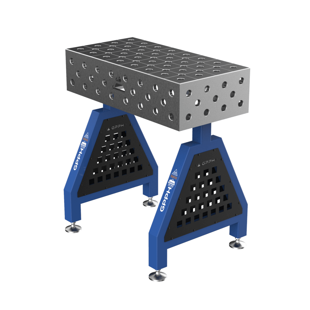 GPPH Soporte de soldadura TRESTLE ECO sobre patas 800x400x200 mm, diámetro 28 mm, rejilla diagonal