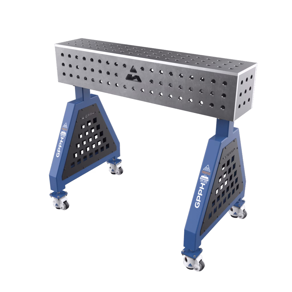 Welding support TRESTLE PLUS on wheels 1000x200x200 mm fi 16 mm, grid 50x50 mm