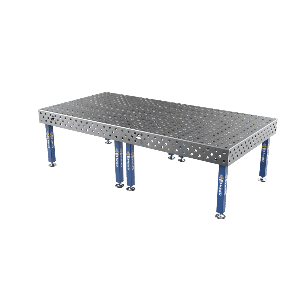 Masă de sudură PLUS Grilă - 100x100mm, Sistem - Φ28, Dimensiune - 3000x1480mm, Picioare - Pe picioare