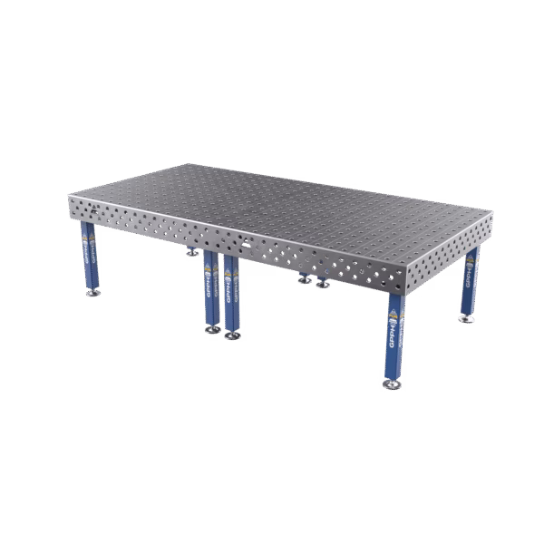 Table de soudage PLUS Grille - 100x100 mm, Système - Φ28, Dimensions - 3000x1480 mm, Pieds - Sur patins
