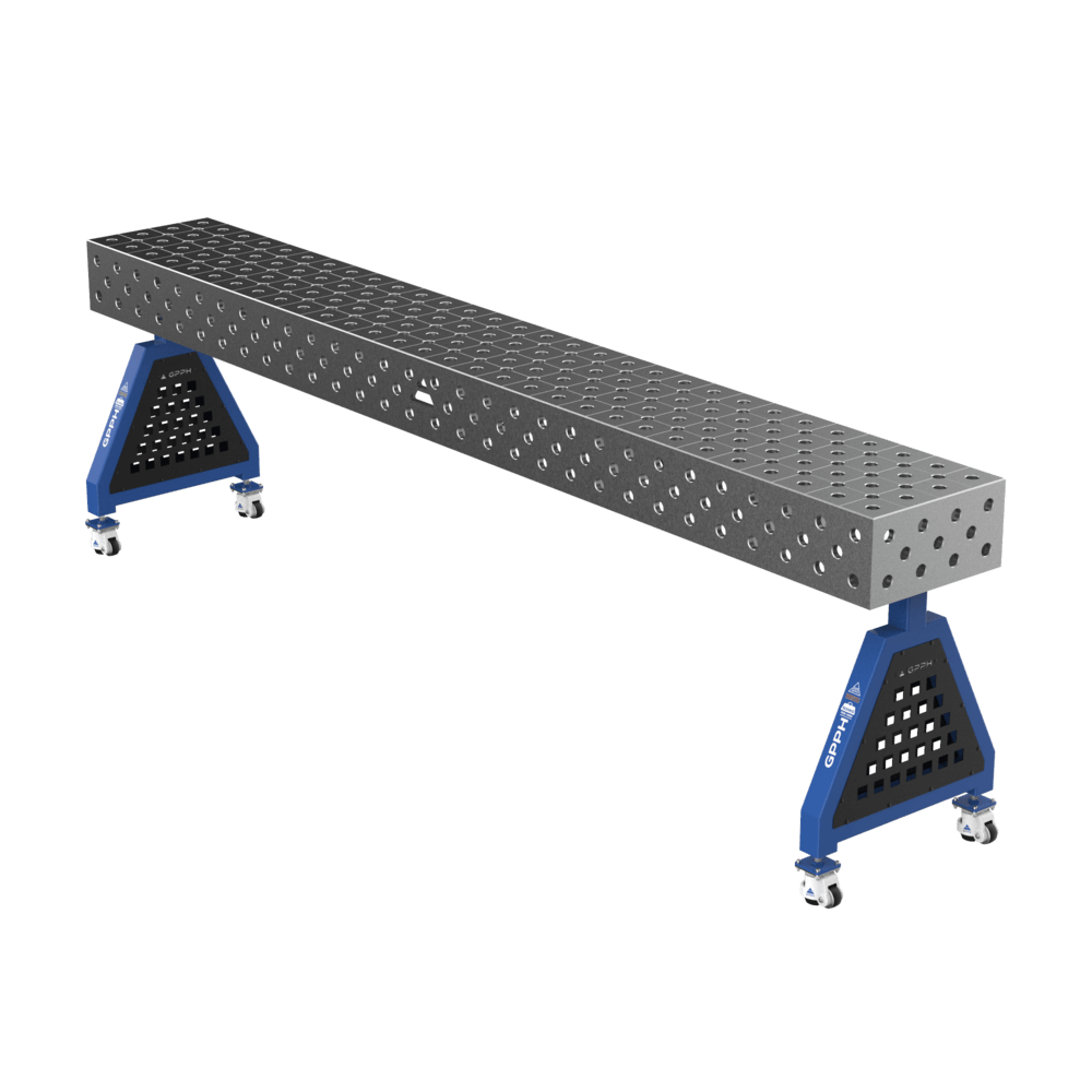 GPPH TRESTLE ECO welding support on wheels 3000x400x200 fi28 mm diagonal grid