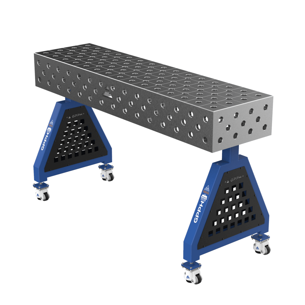 GPPH Schweißstütze TRESTLE PLUS auf Rädern 1500x400x200 mm Ø 28 mm diagonales Gitter