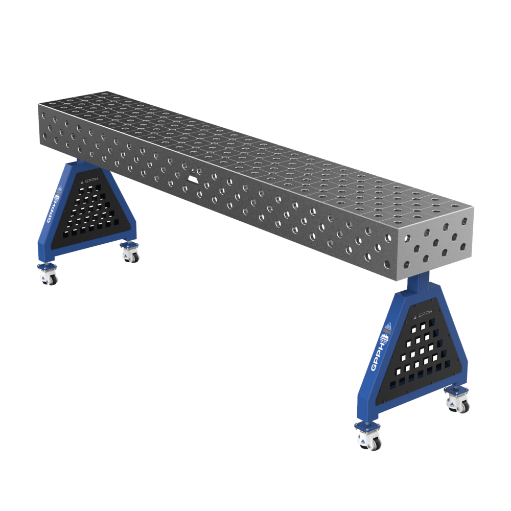 GPPH Soporte de soldadura TRESTLE PRO con ruedas 2400 x 400 x 200 mm, diámetro 28 mm, rejilla diagonal