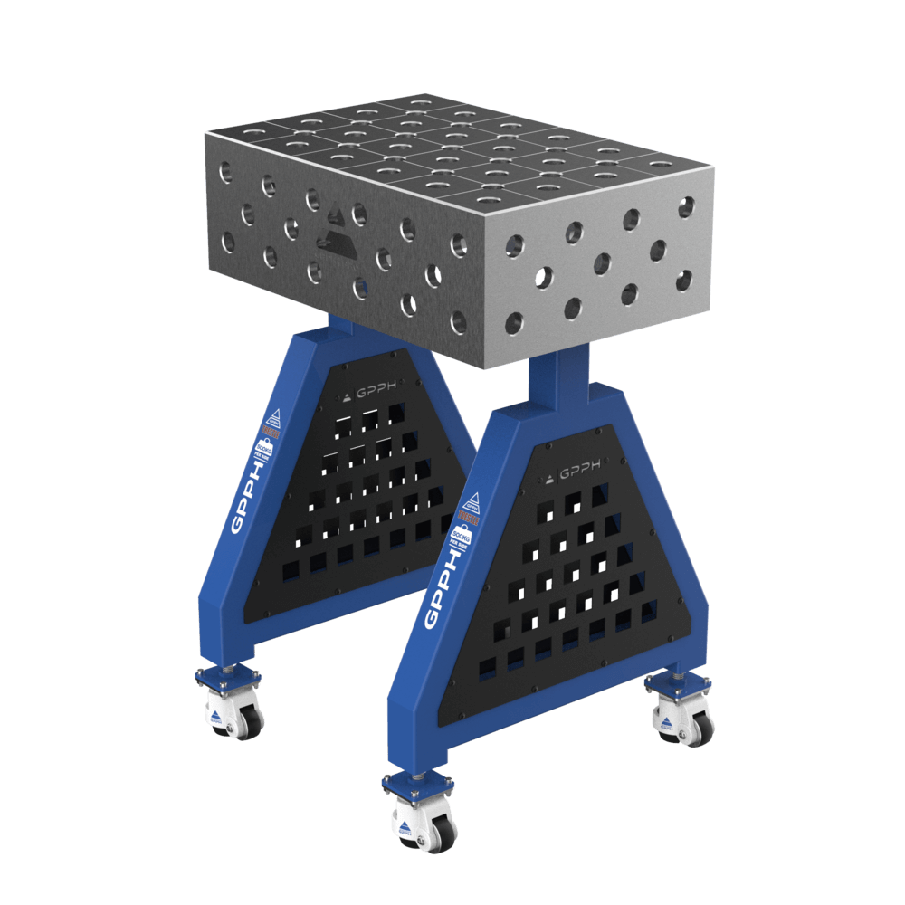 GPPH Soporte de soldadura TRESTLE PRO con ruedas 600x400x200 mm, diámetro 28 mm, rejilla diagonal