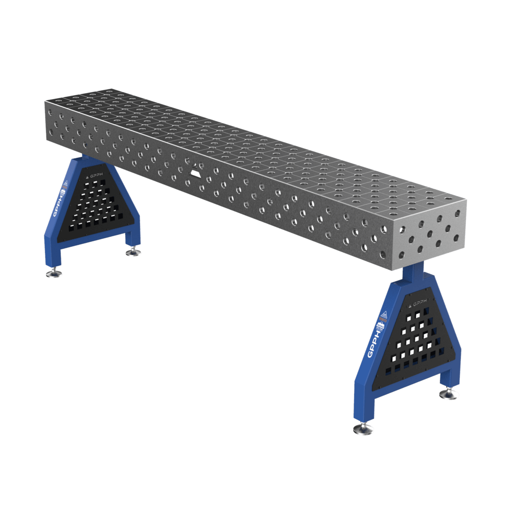 GPPH Soporte de soldadura TRESTLE ECO sobre patas 2400x400x200 mm, diámetro 28 mm, rejilla diagonal