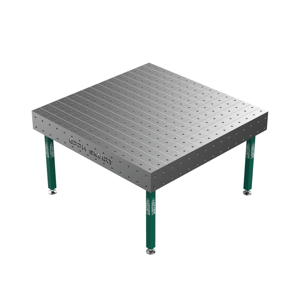 Mesa de soldadura SMART Rejilla - 100x100 mm, Sistema - Φ16, Tamaño - 1500x1480 mm, Patas - Sobre pies, Tablero - 12 mm