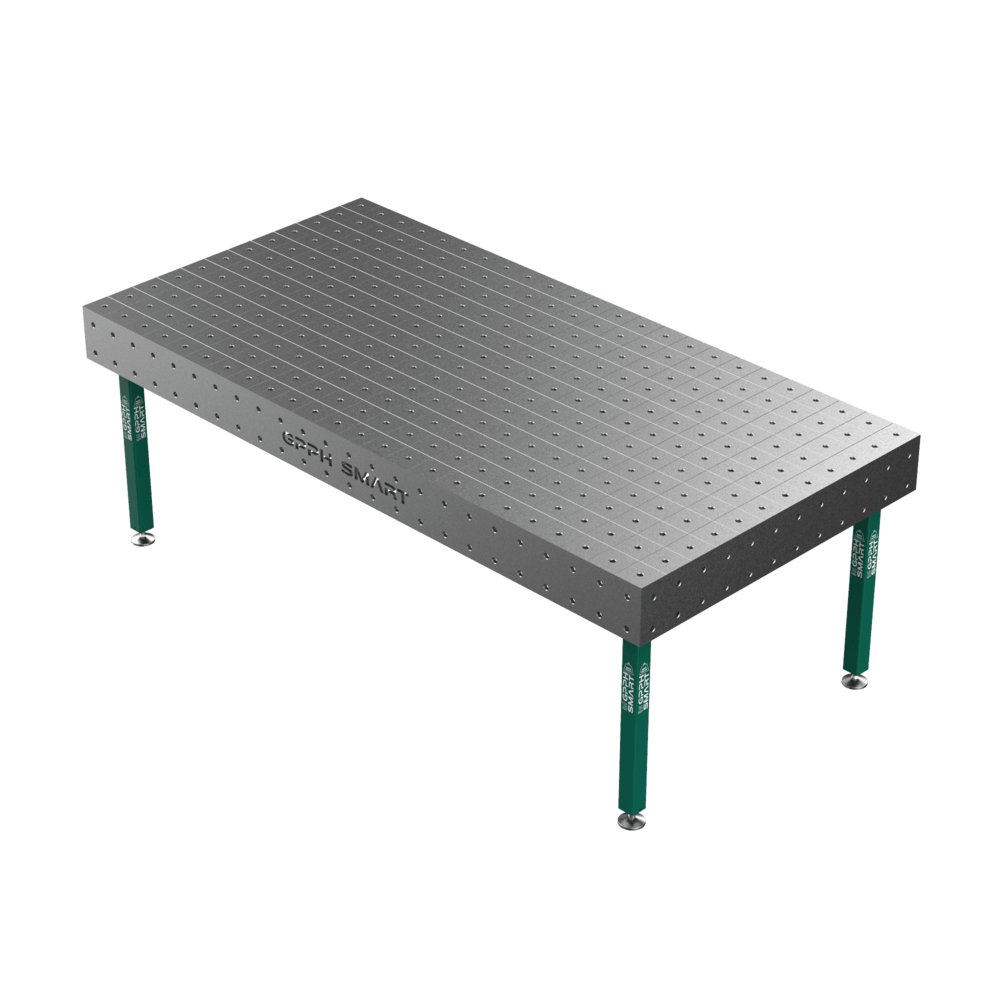 Stół spawalniczy SMART Siatka - 100x100mm, System - Φ16, Rozmiar - 2400x1200mm, Nogi - Na stopach, Blat - 12mm