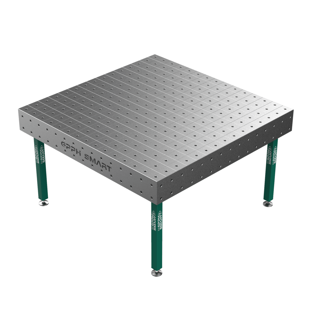 Svařovací stůl SMART Mřížka - 100x100mm, Systém - Φ16, Rozměr - 1500x1480mm, Nohy - Na patkách, Deska - 15mm