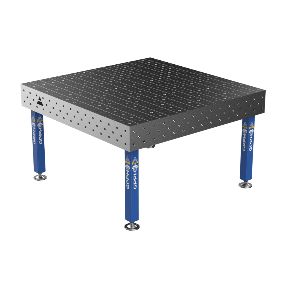 Mesa de soldadura PLUS Malla – 100×100 mm, Sistema – Φ16, Malla – 1500×1480 mm, Patas – Sobre pies