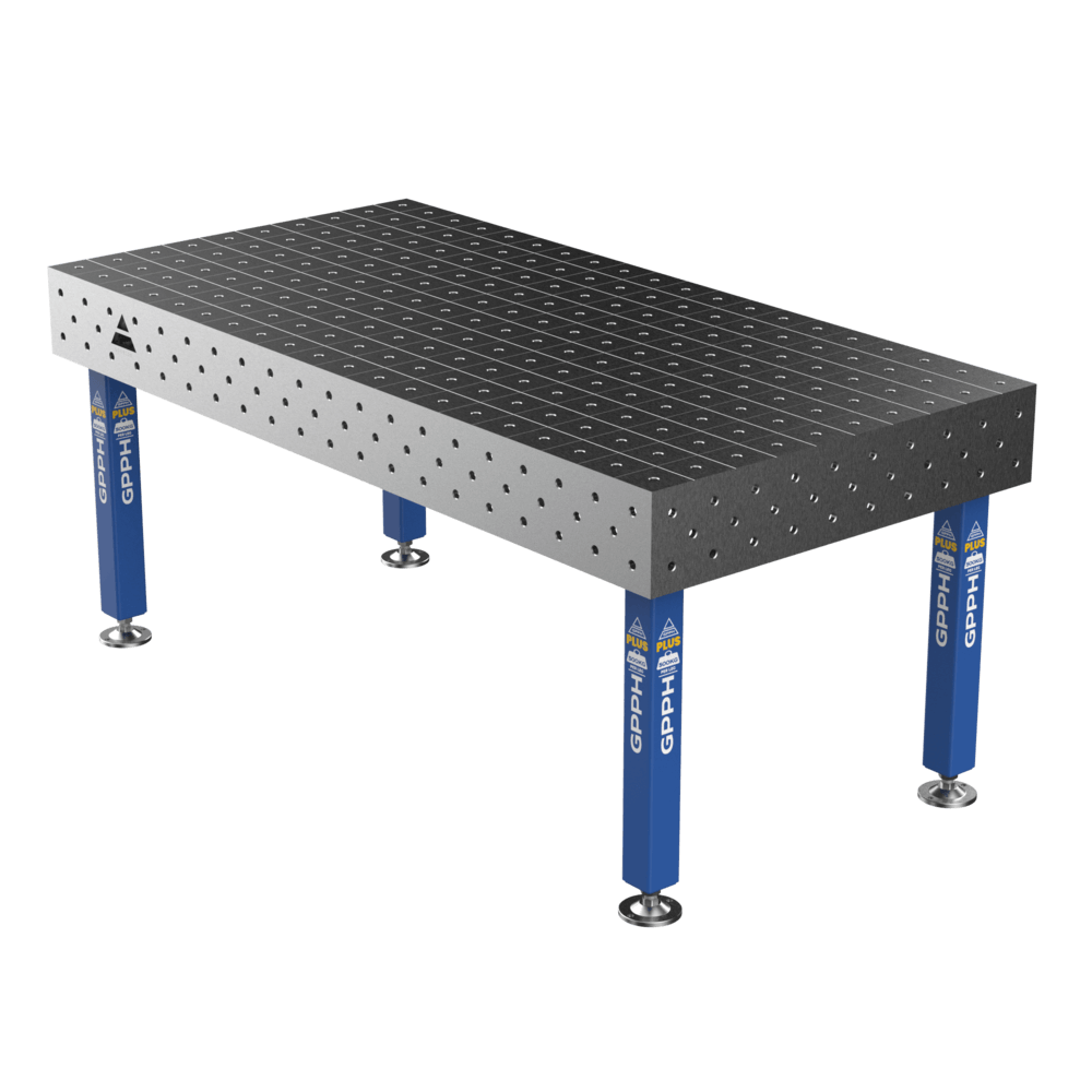 Stół Spawalniczy PLUS Siatka - 100x100mm, System - Φ16, Rozmiar - 2000x1000mm, Nogi - Na stopach