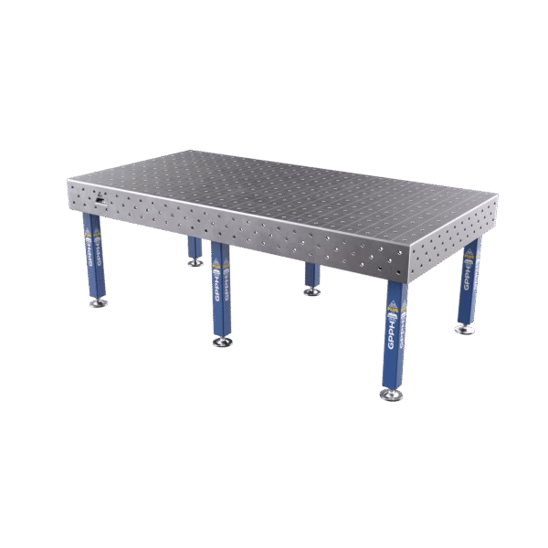 Zvárací stôl PLUS Mreža - 100x100mm, Systém - Φ16, Veľkosť - 2400x1200mm, Nohy - na pätkách