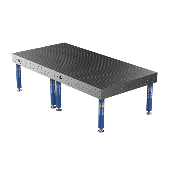 Svářecí stůl PLUS Síť – 100×100 mm, Systém – Φ16, Rozměr – 3000×1480 mm, Nohy – Na nohách