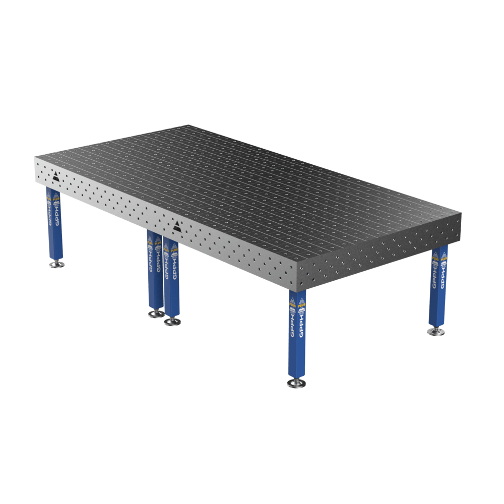 Stół Spawalniczy PLUS Siatka - 100x100mm, System - Φ16, Rozmiar - 3000x1480mm, Nogi - Na stopach