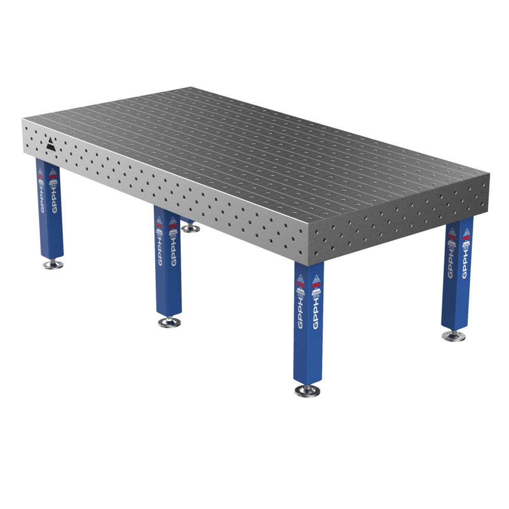 Hegesztőasztal PRO háló - 100x100 mm, rendszer - Φ16, méret - 2400x1200 mm, lábak - talpakon